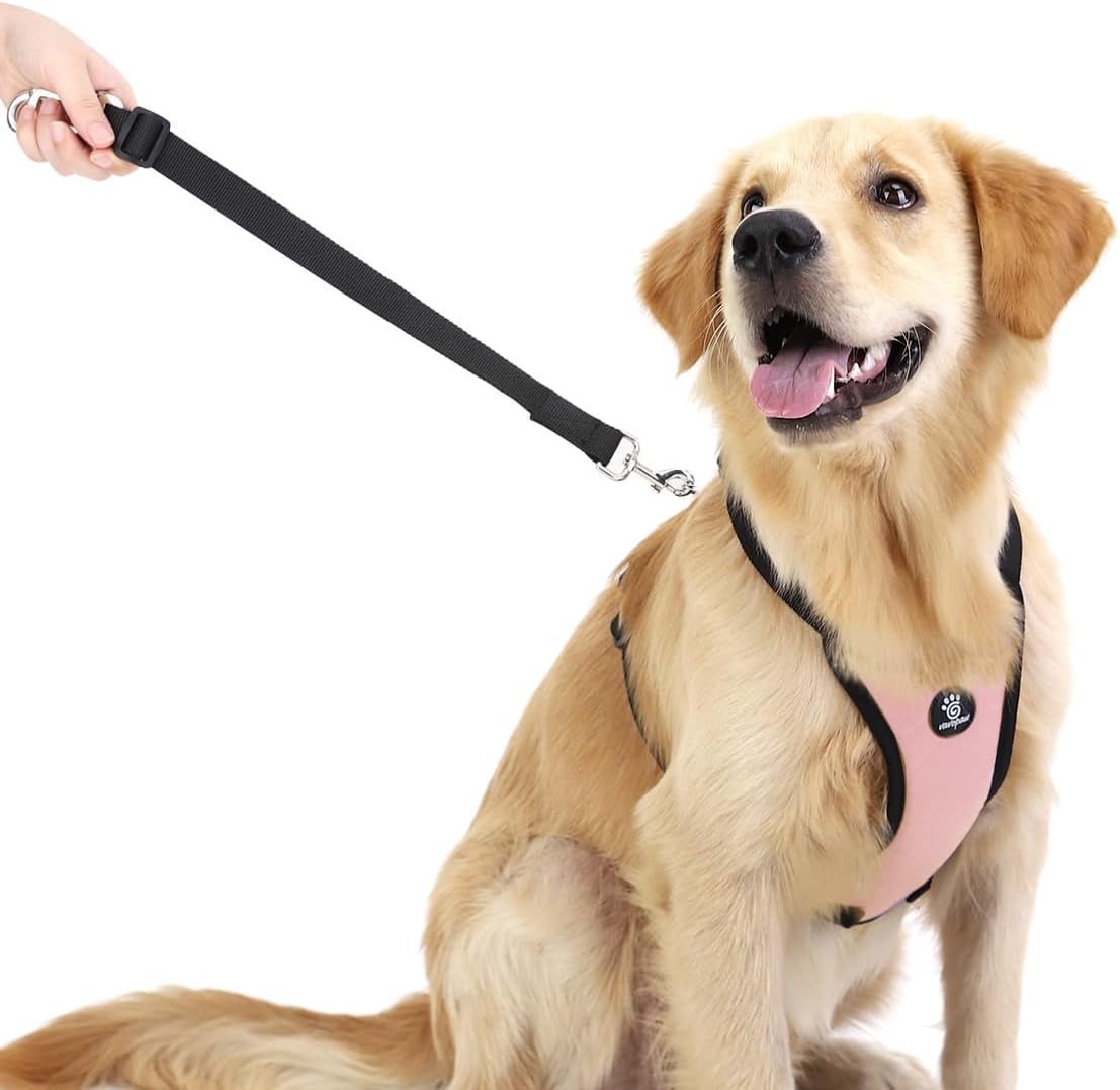 Dog Seat Belt, Safety Vest Dog Car Harness with Adjustable Buckle Dog Seat Belt for Vehicle Nylon Pet Safety Seat Belts Heavy Duty(M, Pink)