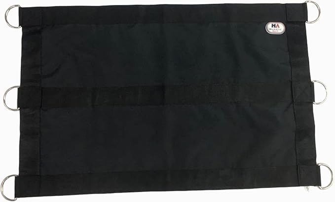 Majestic Ally 1200D 29"x19" Horse Stall Guard with Replaceable and Adjustable Length Straps and Replaceable Hardware (Black Black)
