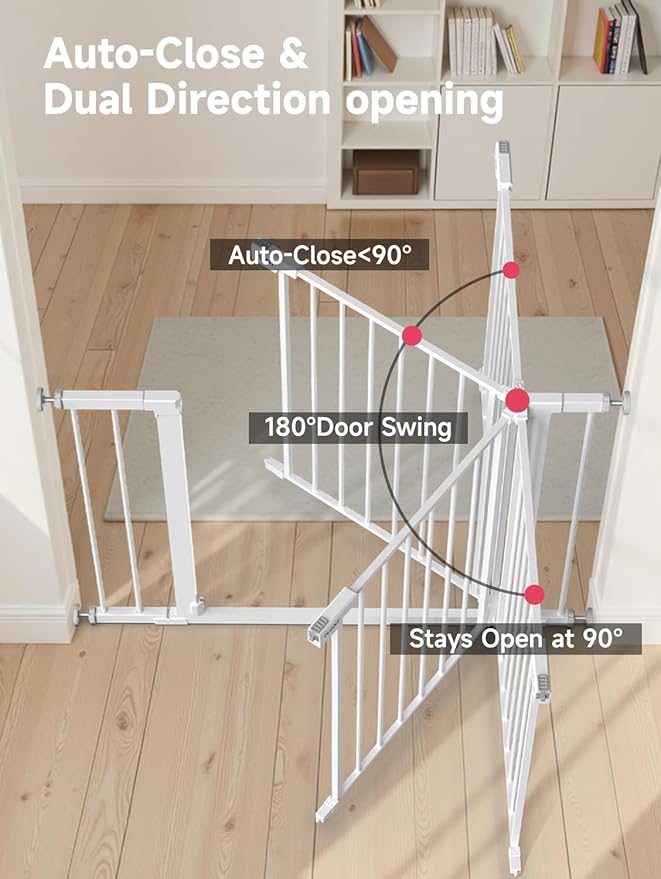 36" Extra Tall Baby Gate for Stairs, 29.5-40.5" Wide Dog Gate for Doorways, Walk Thru Auto Close Metal Pet Gate for The House, Stairs and Doorways, Child Gate Pressure Mounted Dog Gate Indoor