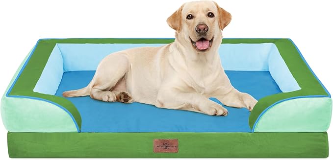 Comfort Expression Orthopedic Dog Bed for Extra Large Dogs 42x30 Inch, Waterproof Egg Crate Foam XL Pet Bed with Removable Bolsters, Dog Couch with Washable Cover & Non-Slip Bottom, Boston