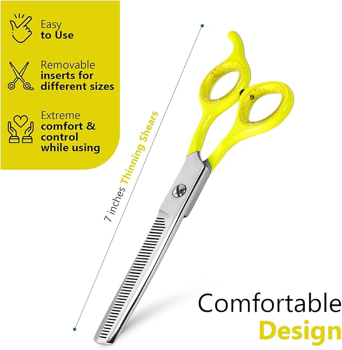 Laazar Dog thinning shears for dogs - Sharp Stainless Steel Blades with Colorful Handles, Safe and Easy-to-Use With Beautiful results, Long Lasting dog grooming thinning shears