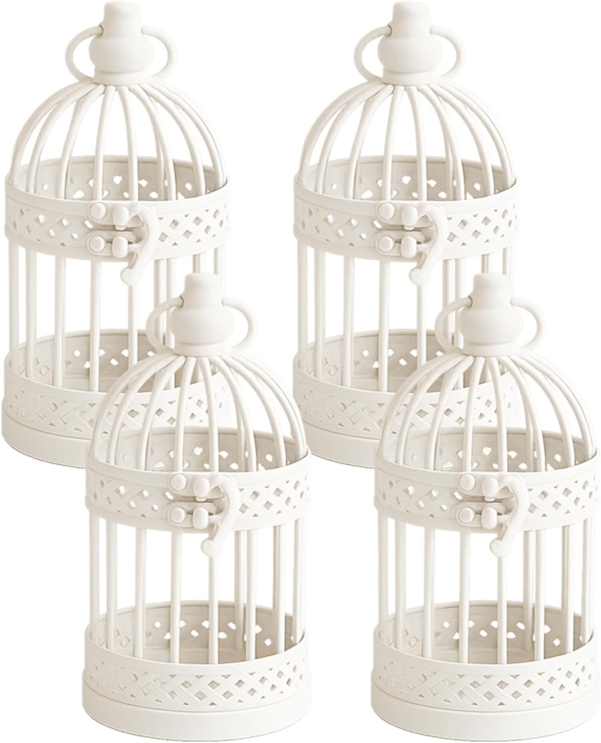 Vela Lanterns Bird Cage Decor Candle Holder Lantern Decorative Wedding Table Centerpiece Decorations, White, Small, Set of 4