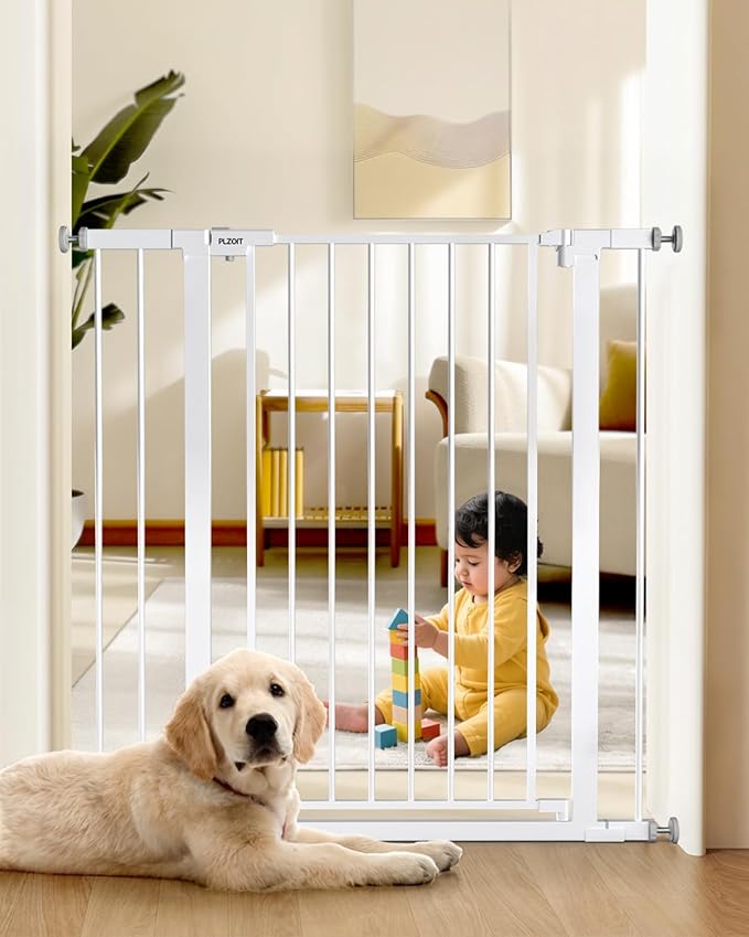 36" Extra Tall Baby Gate for Stairs, 29.5-40.5" Wide Dog Gate for Doorways, Walk Thru Auto Close Metal Pet Gate for The House, Stairs and Doorways, Child Gate Pressure Mounted Dog Gate Indoor