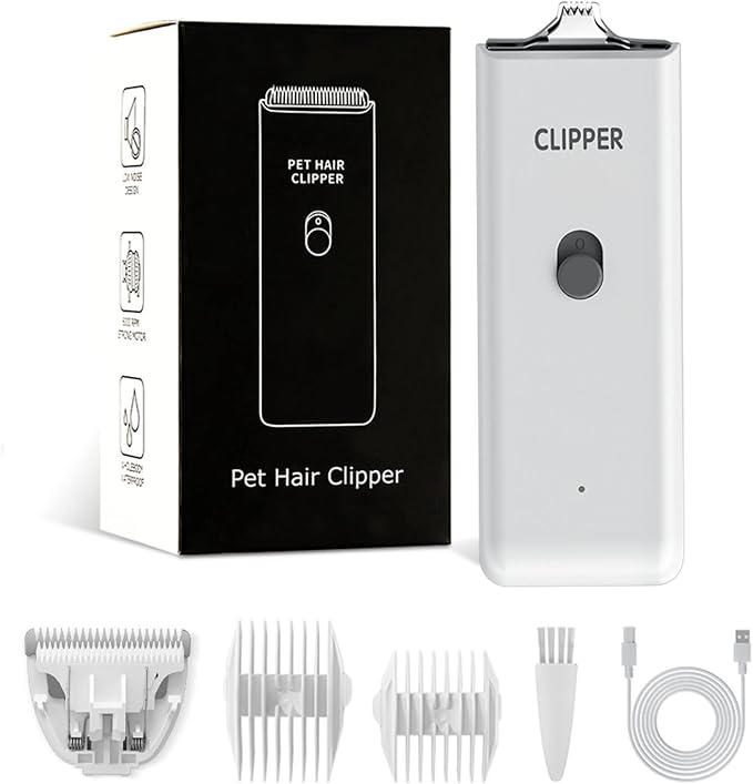 Feet Hair Trimmer, Dog Clippers,Quiet Washable USB Rechargeable Cordless Dog Grooming Kit,Electric Pets Hair Trimmers Shaver Shears for Dogs and Cats White