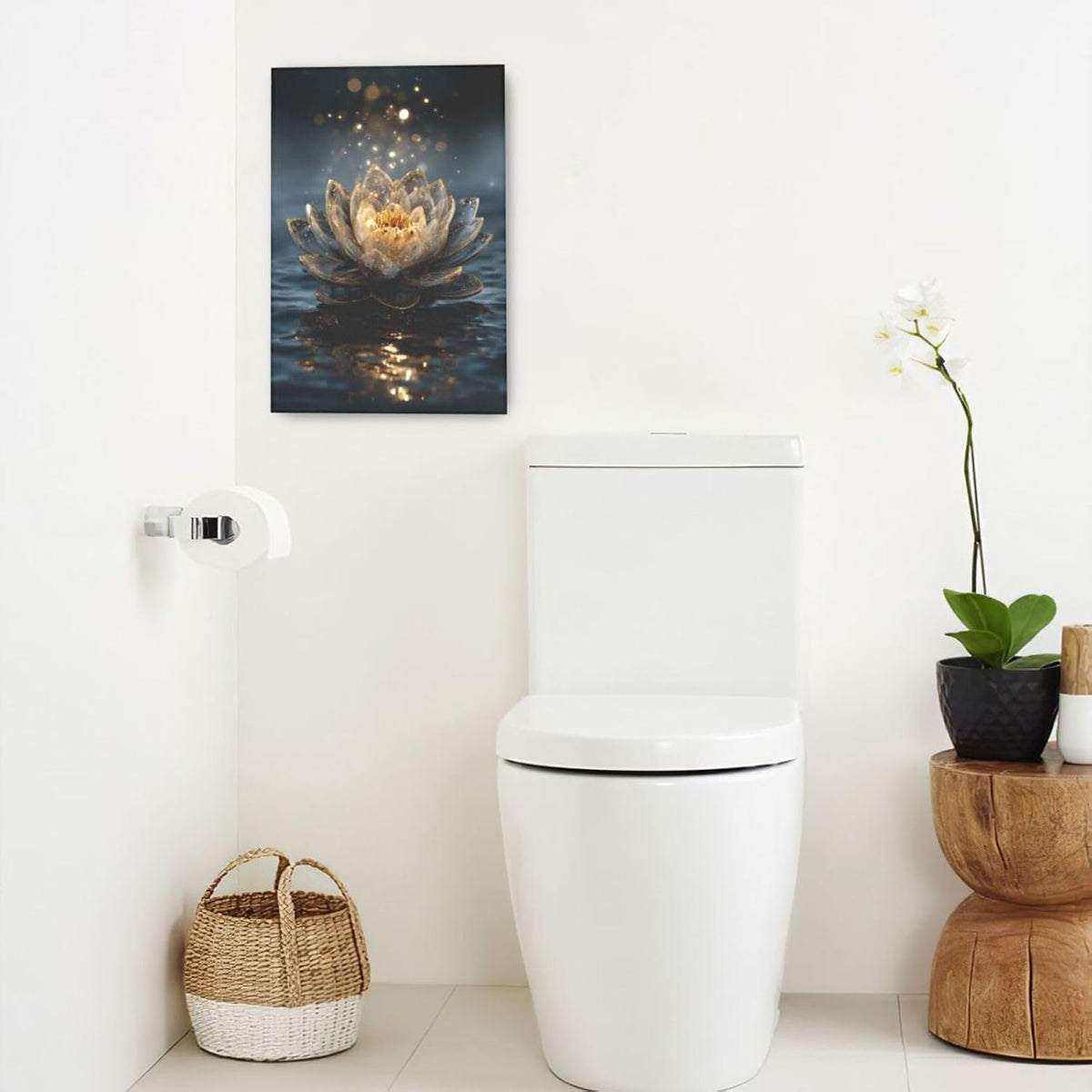 Zen Lotus Canvas Wall Art Mystical Lotus Bloom in Water Aesthetic Pictures Wall Decor Modern Meditation Spiritual Painting Print Framed Artwork Decorations Gifts for Yoga Spa Room Bathroom 16"x24"
