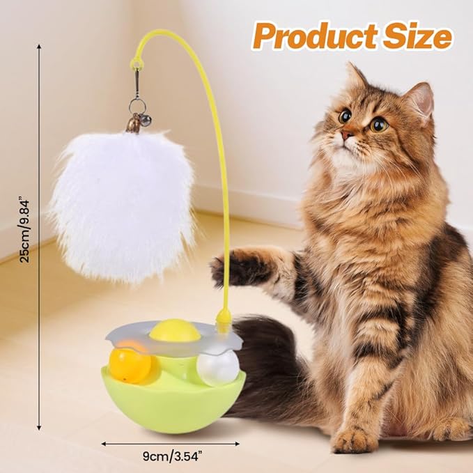 Interactive Cat Feather Toys, 2025 New Catnip Toy, Multifunctional Cat Teaser, Durable Track Ball Pet Toy for Indoor Play, Premium Pet Exercise Toy for Kittens and Adults (Pink)