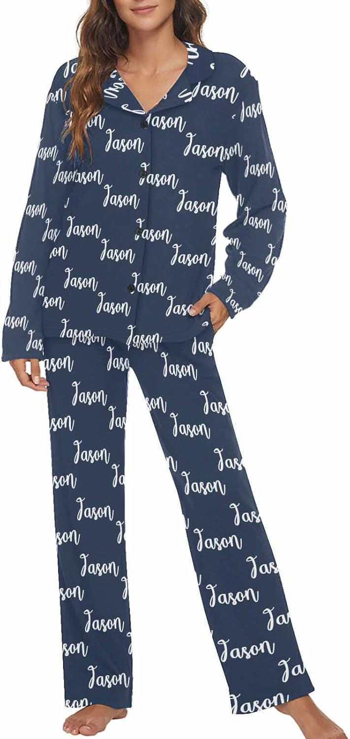 MyPupSocks Custom Face Pajamas for Women Set, Personalized Photo Long Sleepwear XS-XXL