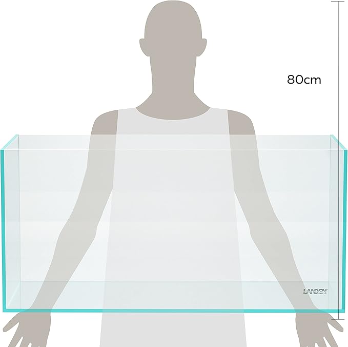 Landen 100P 50 Gallon Rimless Low Iron Aquarium Tank, W39.4×D17.7×H17.7 in(100x45x45cm) 10mm Thickness with Black Nano Foam Leveling mat Included
