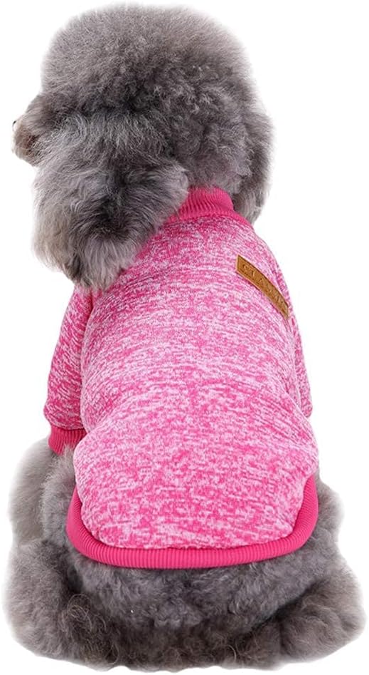 Jecikelon Dog Clothes Dogs Sweater Soft Puppies Clothing Winter Puppy Sweaters Warm Outfit for Dogs Small XXS XS Cat Apparel (Rose red, M)