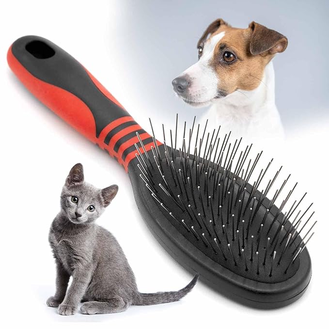 Jeffers Pet Single Sided Pin Brush - Grooming Tool for Dogs, Cats, Small Animals, Pin Brush for Detangling & Nylon Bristles for Smooth Finish, Ergonomic Handle, Perfect for Medium to Long Coats