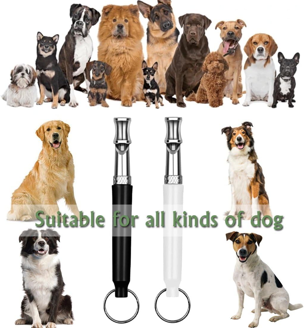 Dog Whistle - Stop Barking Neighbors Dog, Ultra-Wide Frequency Ultrasonic Silent Dog Whistle for Dog, 2 Pack Professional Recall Dog Training Whistles