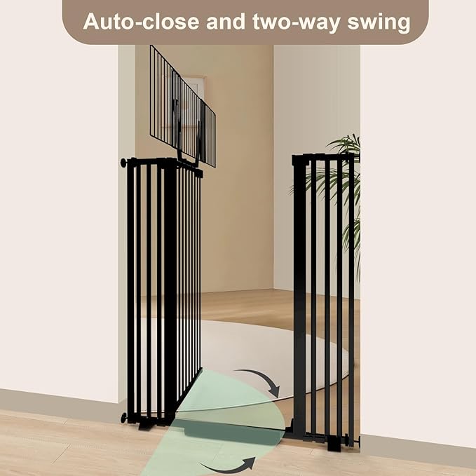 67" High Extra Tall Cat Gate for Doorway, 29.5-49.21" Extra Wide Pet Gate Pressure Mounted Baby Gates for Dogs Pets, Easy Walk Through Cat Proof Gate(Black)
