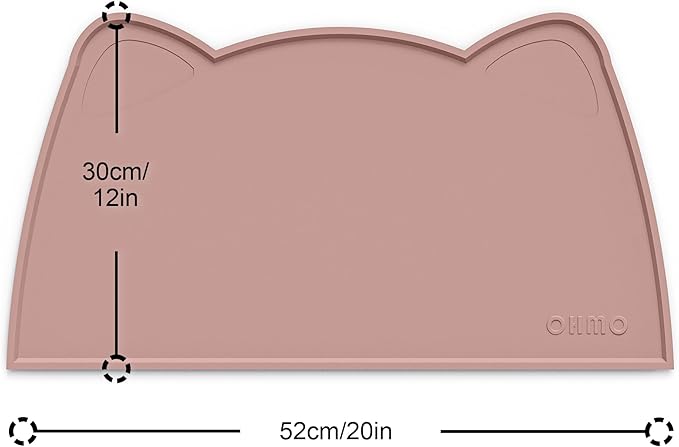 OHMO - Cat Food Mat, Silicone Pet Feeding Mat for Floor Non-Skid Waterproof Dog Water Bowl Tray, Easy to Clean Pet Placemat(Rose, 20 * 12")