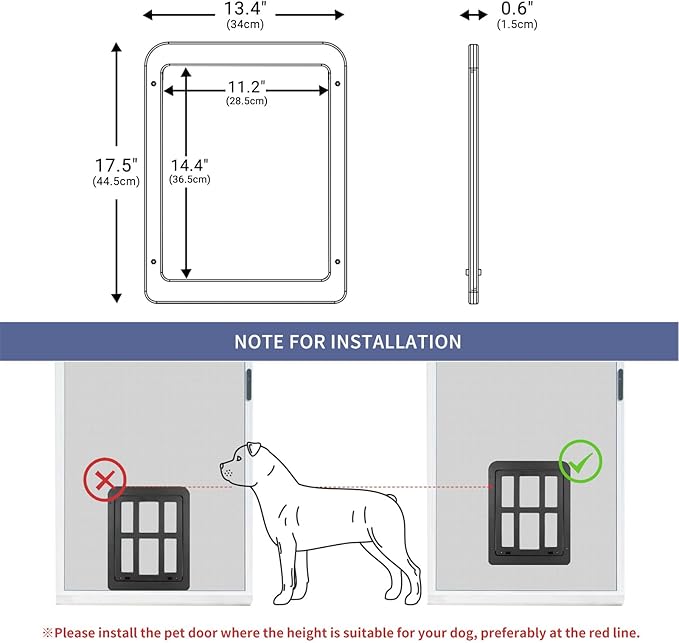 NAMSAN Dog Screen Door, Flap Opening 11.2 x 14.4 inches, Dog Door for Screen Door, Large Pet Door for Sliding Door Magnetic Self-Closing, Screen Door with Doggie Door Built in, Lockable, Black