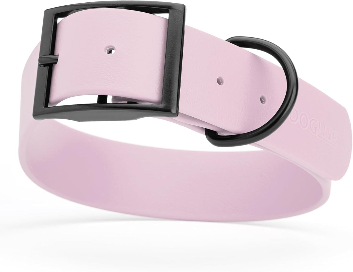 Dogline Biothane Waterproof Dog Collar Strong Coated Nylon Webbing with Black Hardware Odor- Proof for Easy Care Easy to Clean High Performance Fits Small Medium or Large Dogs, Pastel Purple