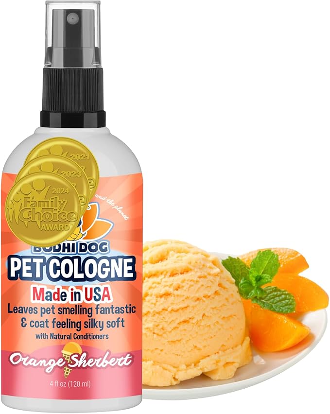 Bodhi Dog Premium Dog Cologne - Deodorizing Dog Perfume & Conditioner for Dogs & Cats - Natural Long Lasting Spray for Pets - Gentle & Safe Formula, Made In USA (Orange Sherbert 4 Fl Oz)