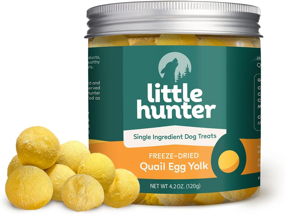 Little Hunter Freeze-Dried Raw Quail Egg Yolk for Dog & Cat Treats | Single-Ingredient High Protein, High Omega-3, Grain & Gluten-Free Training Reward | All Natural, Healthy Pet Treats, 4.2 oz