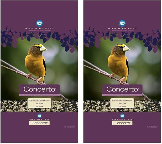 Blue Seal Concerto Wild Bird Seed | Premium High-Energy Blend | No Fillers, Corn-Free | Attracts a Wide Variety of Wild Outside Birds | Convenient Shell-Free Mix | Made in USA | 8 Pound Bag