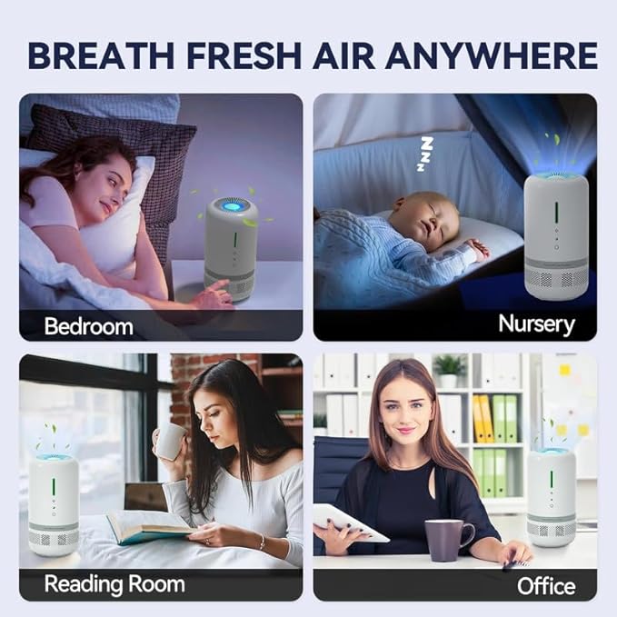 Air Purifiers for Home,H13 HEPA Small Air Purifier for Room up to 960ft²,Air Purifiers for Home Pets,Odor,Dust,Quiet Air Cleaner for Office,Living Room,Bedroom,Kitchen,White 1 Pack