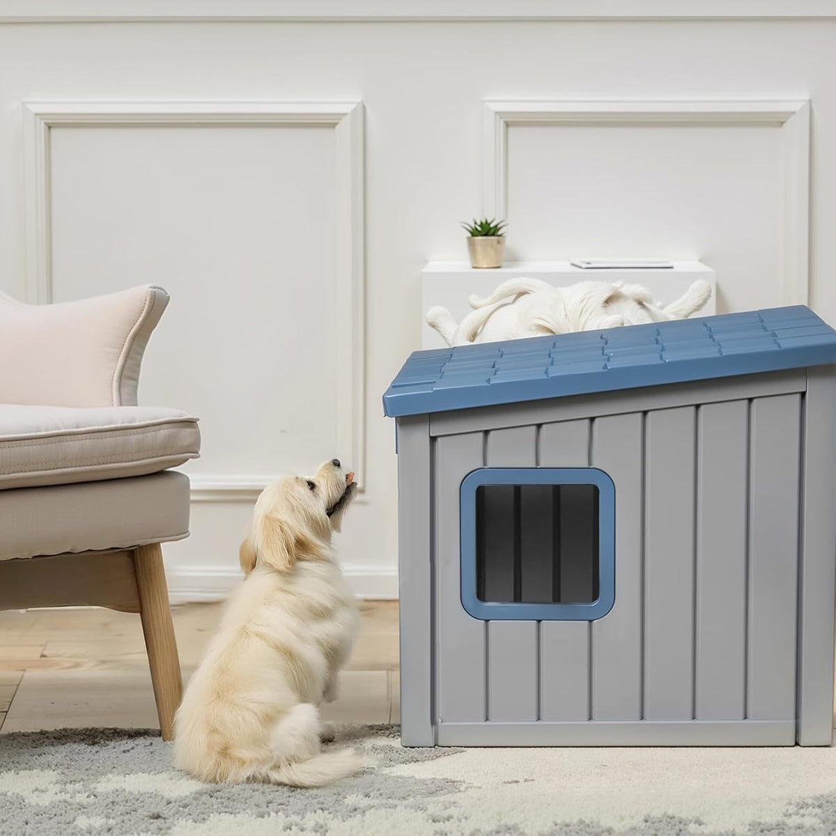 DRATO Dog House Indoor and Outdoor with Weatherproof Roof Removable Floors for Small to Middle Sized Dogs Easy to Assemble