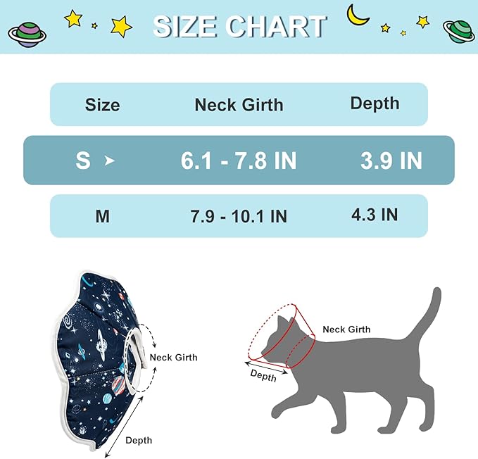 Depets Cat Cone Collar Soft, Adjustable Lightweight Cat Recovery E Collar to Stop Licking for Kitten Puppies Rabbits, Waterproof Pet Cone for Small Animal After Surgery Grooming, Neck Girth 7 in