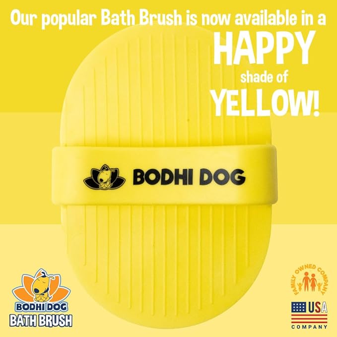 Bodhi Dog Shampoo Brush - Pet Grooming & Bath Supplies for Dogs and Cats - Bath Brush for Long & Short Hair - Premium Scrubber for Shower, Bathing & Massage (One Pack, Yellow)
