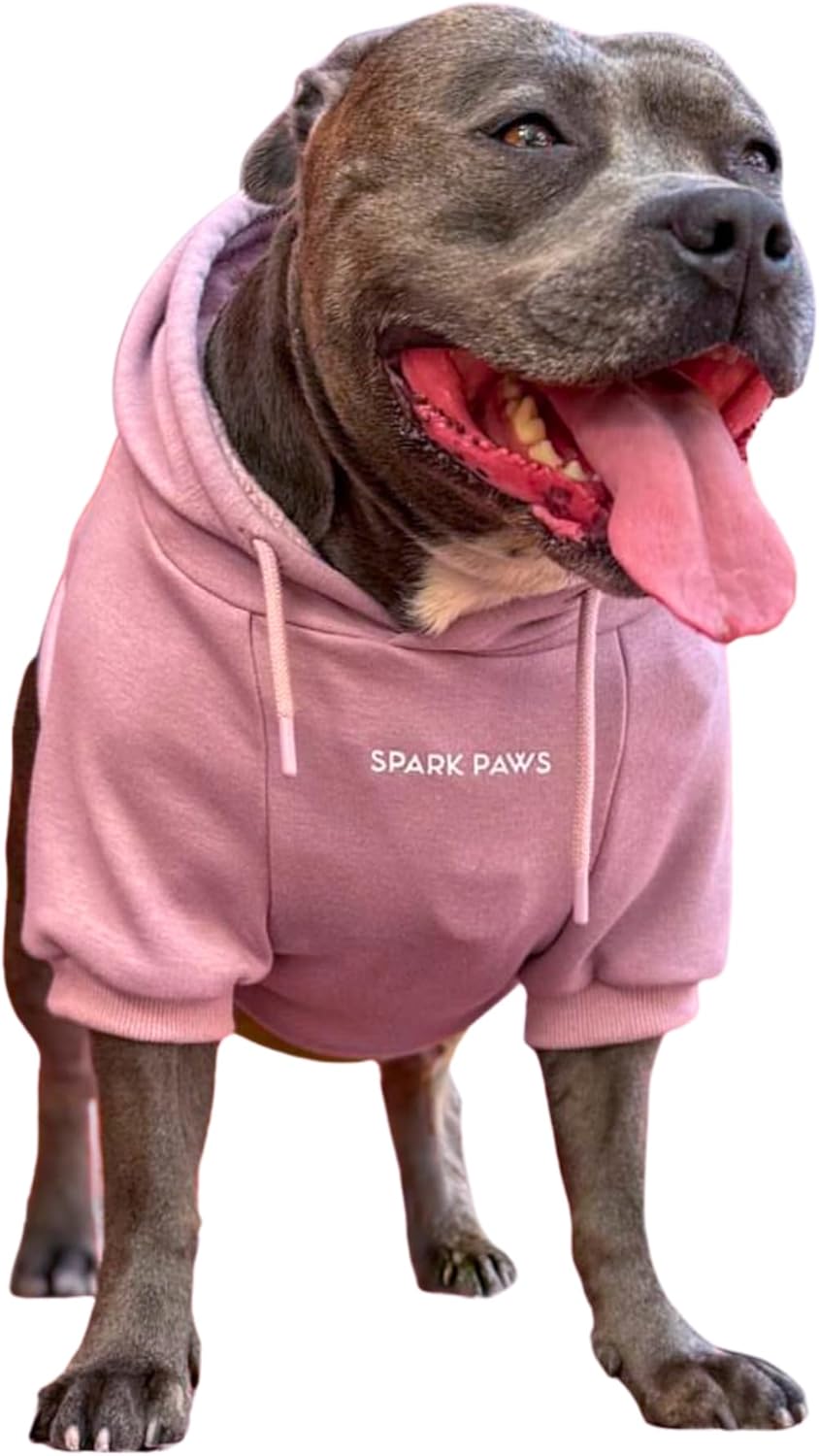 Spark Paws Dog Hoodie – Premium Dog Sweater for Small, Medium, and Large Dogs | Warm Outfits for French Bulldogs, Pitbull, Puppy, Winter Jacket Alternative - Dusty Pink - 4XL