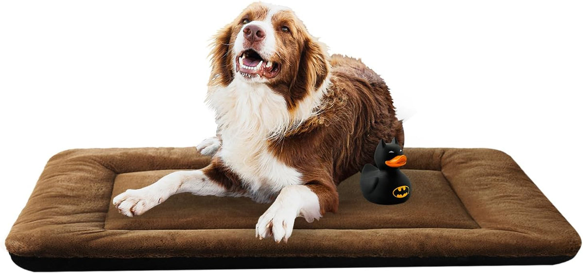 Dog Beds Crate Pad for Dogs Ultra Soft Dog Crate Bed Washable & Anti-Slip Kennel Pad for Dogs Cozy Sleeping Mat (48inch, Brown)