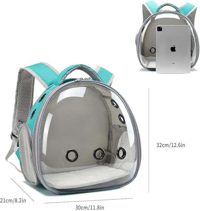 Bearded Dragon Lizard Backpack Carrier with Harness and Leash Set, Small Animal Carrier Backpack, Space Capsule Bubble Window, Small Pet Carrier Backpack, Airline Approved(Green)