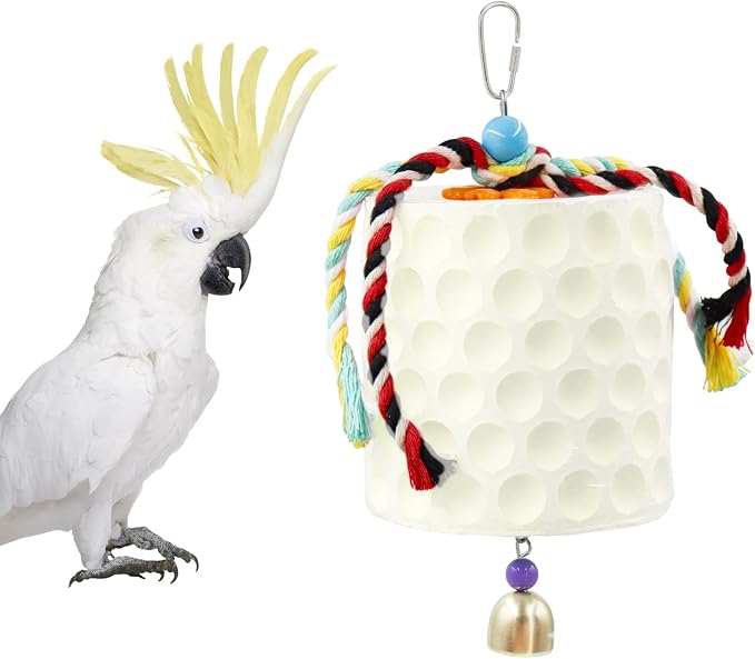 Extra Large Bird Chewing Toy, Parrot Beak Grinding Calcium Stone with Bells, Bird Cage Accessories, Cage Toys for Cockatiel Parakeet Parrot Budgies Rat Hamster Chinchilla Rabbit Bunny African Grey