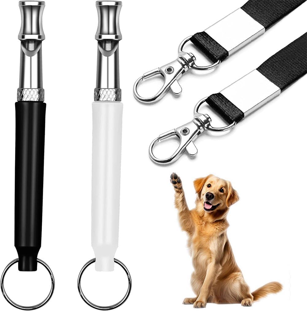 Dog Whistle - Stop Barking Neighbors Dog, Ultra-Wide Frequency Ultrasonic Silent Dog Whistle for Dog, 2 Pack Professional Recall Dog Training Whistles