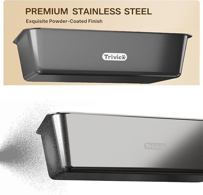 Stainless Steel Cat Litter Box with Lid, XX-Large Extra Large Litter Box for Big Cats, Enclosed Removable Metal Cat Box with High Sided Enclosure,Magnetic Door,40L Box, Litter Trap Step/Mat