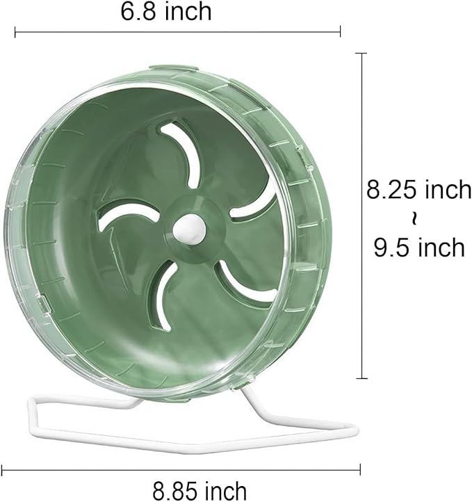 Jeeone Silent Hamster Wheel 7 inch, Hamster Exercise Wheel, Height-Adjustable Hamster Wheel Cage Accessories, Hamster Running Toys Small Animals Exercise Wheels (Green)