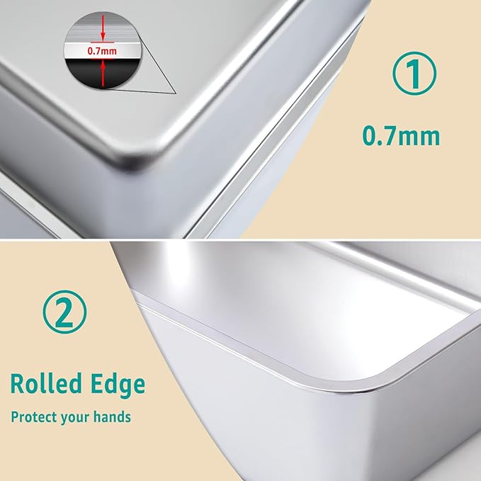 Stainless Steel Litter Box 2 Pack，Metal Litter Box Easy to Clean,Cat Litterbox Supplies for Kitten, Kitty, Rabbit, 6" High Side Cat Litter boxs,Stainless Steel LitterBox, No Smell,Non Stick