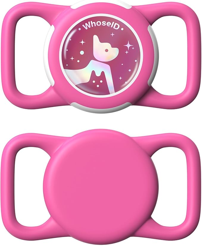 Waterproof Airtag Dog Collar Holder, Silicone & ABS Airtag Holder for Dog & Cat Collars, Ultra-Durable, Lightweight and Protective Airtag Case (Rose-1, Regular)