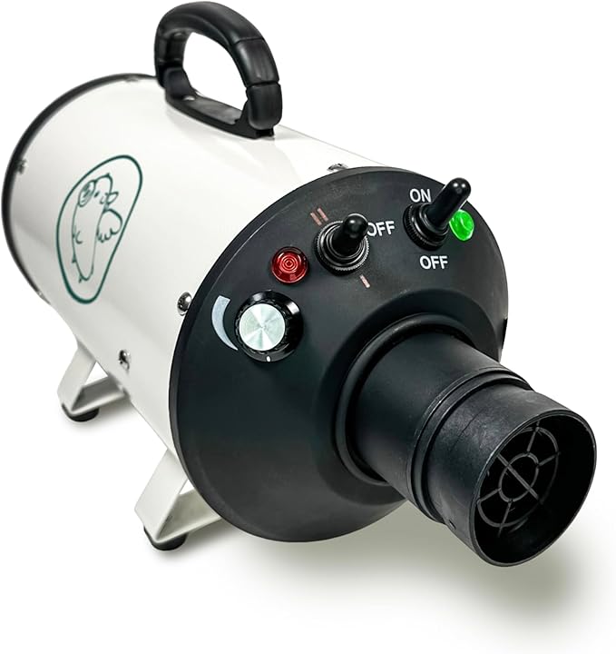 Flying Pig High Velocity Dog Pet Grooming Dryer w/Heater (Flying One, White w/Teal Logo)