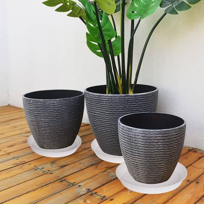 2 Pack of 19 inch Plant Saucer, 2.7" Depth Tray, Large Deep Garden Plastic Flower Planter Plant Trays for Indoors Outdoor Bath Bath (19", Creamy White)