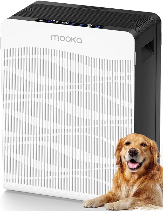 Air Purifier for Home Large Room 2800 Ft², MOOKA Double-Sided Air Purifiers for Home Pets with Washable Filters, PM 2.5 Air Quality Monitor, Air Filter Cleaner for Bedroom, Dorm Room, Office, C300