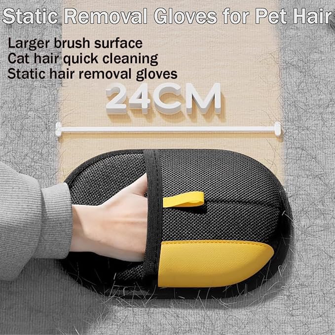 Pet Hair Removal Glove for Cats & Dogs, 2025 New Upgrade Pet Hair Remover Electrostatic Gloves, Cat Grooming Gloves for Hair Removal, Reusable Pet Hair Remover Glove (2 PCS)