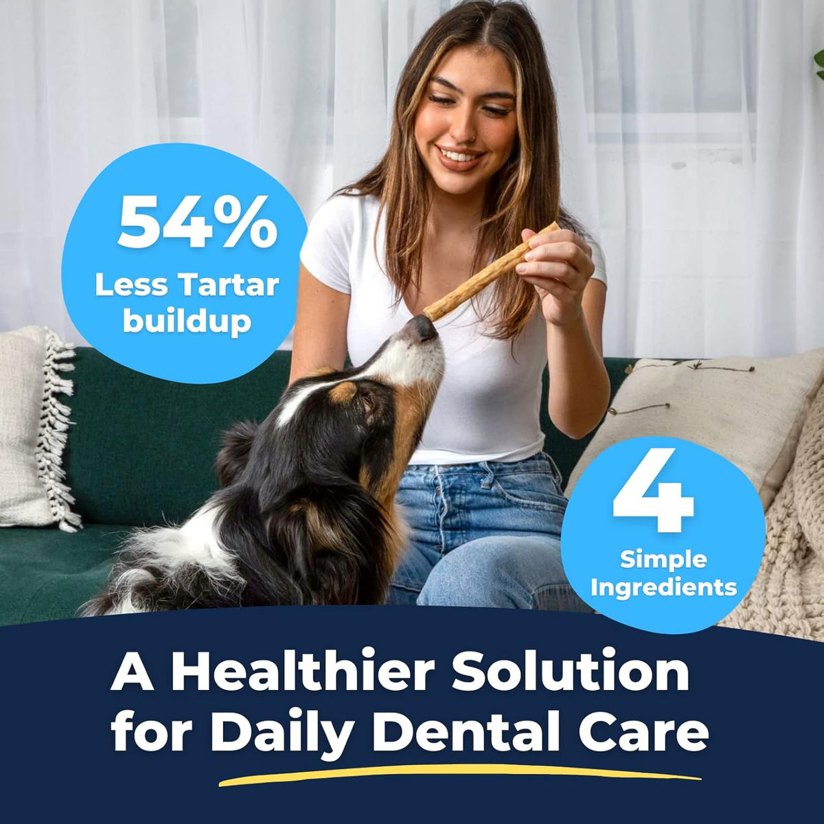 Tartar Shield Soft Rawhide Chews | Safe Dental Treats for Large Dogs | Vet VOHC Approved | Daily Bone Cleans Teeth & Gums Fresh Breath Oral Health Support | USA Made | (XL Dogs / 12 Count)