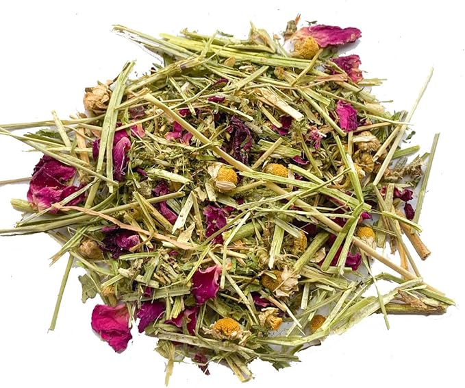 Herbal Calming Forage (2 Ounces): Premium Rabbit Food, Hay for Guinea Pigs Food, Chinchilla Food, Hamster Treat Made with Timothy Hay & Organic Herbs (2 Ounces)