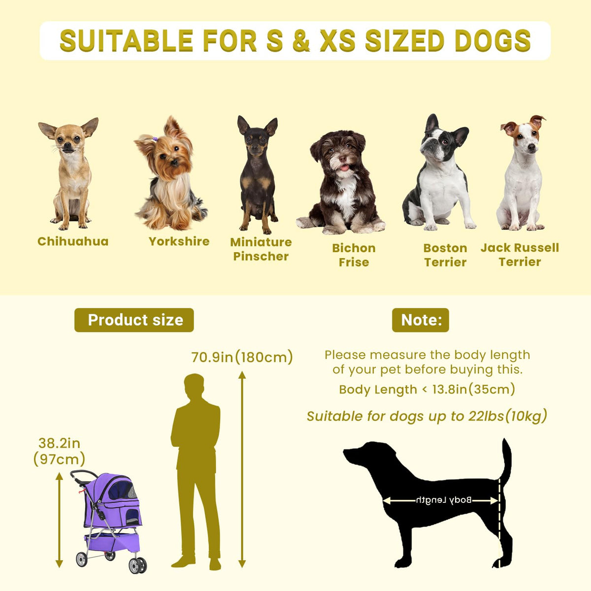 Foldable Pet Stroller,Dog Stroller with 3 Wheel,Pet Strolling Cart,Dog Travel Carrier with Storage Basket and Cup Holder for Dog Puppy,Purple