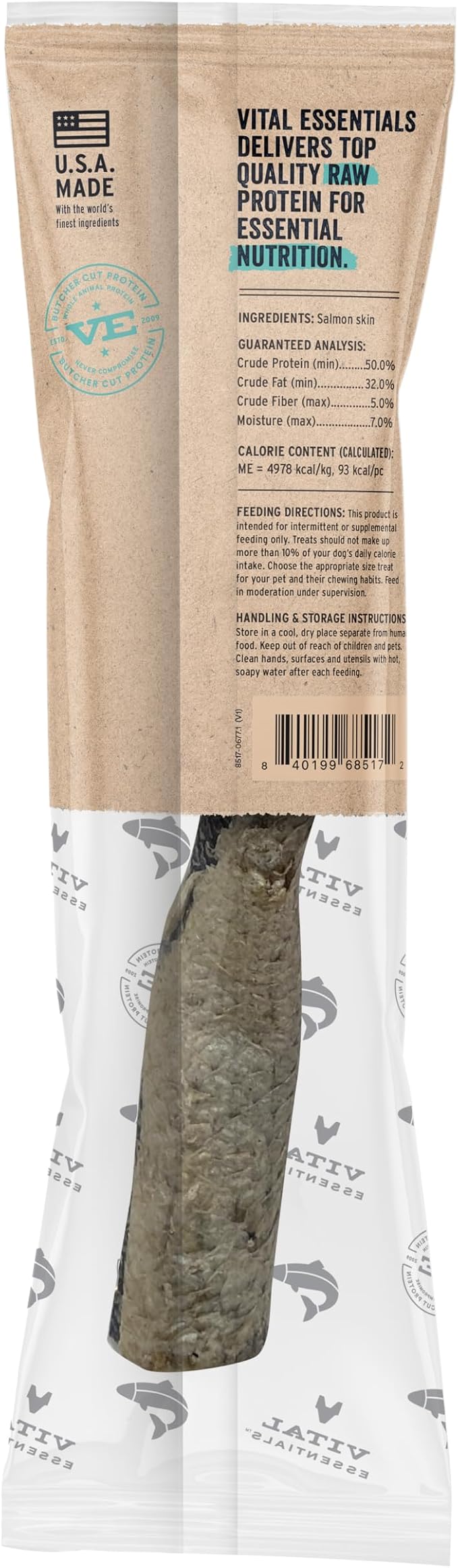Vital Essentials Freeze-Dried Raw Salmon Skin Dog Treat & Natural Chew, 3-Pack | Single Ingredient Dog Treat for Light Chewers | Made in USA