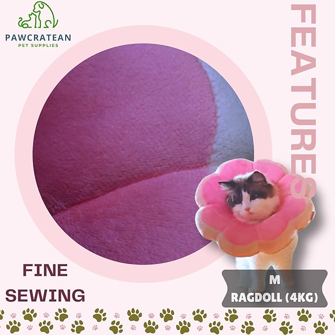 Adjustable Comfy Flower Style Elizabeth Collar for Cats and Puppies Soft Recovery Cone Pet Protective Neck Collar (Pink, Small)