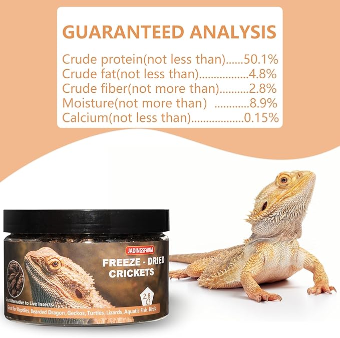 Freeze Dried Crickets – 2.8 Oz High Protein Freeze Dried Crickets, Food for Reptiles, Bearded Dragons, Lizards, Geckos, Birds, Fish,Hedgehogs, Bearded Dragon Food
