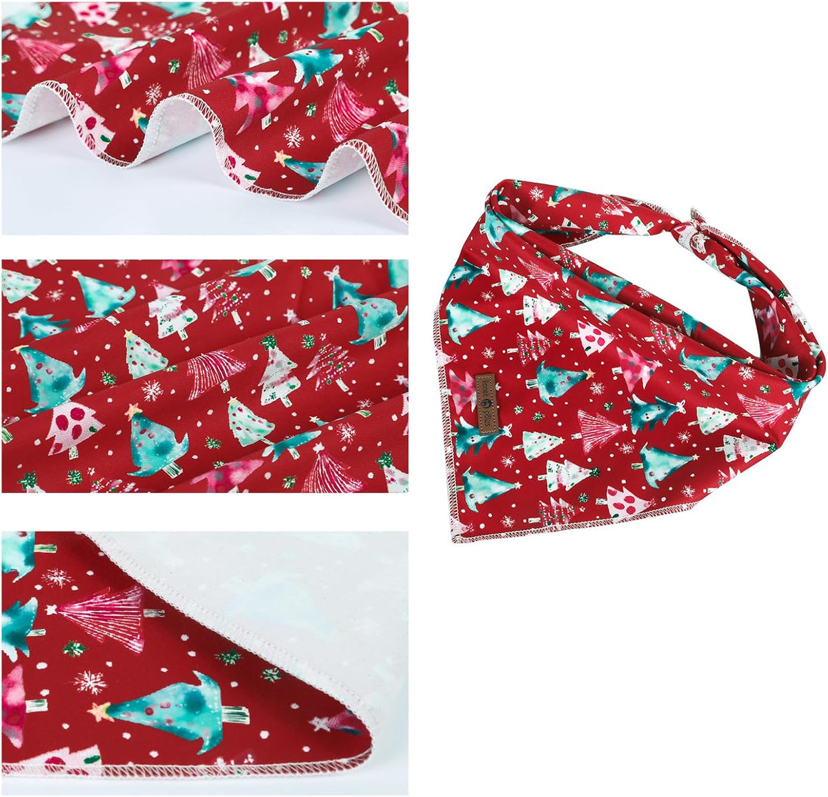 lionet paws Christmas Dog Bandana,Christmas Tree Fabric Dogs Kerchief for Medium Large Dogs,Dog Cotton Red Triangle Bibs Scarf for Girl Boy
