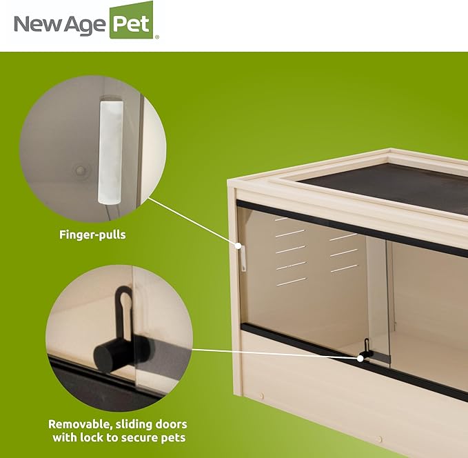 New Age Pet ECOFLEX 48" Mojave Reptile Lounge -Durable Wood Plastic Composite Habitat with Ventilation, Removable Glass Doors & Lock, Easy Assembly, for Tortoises, Snakes, Iguanas