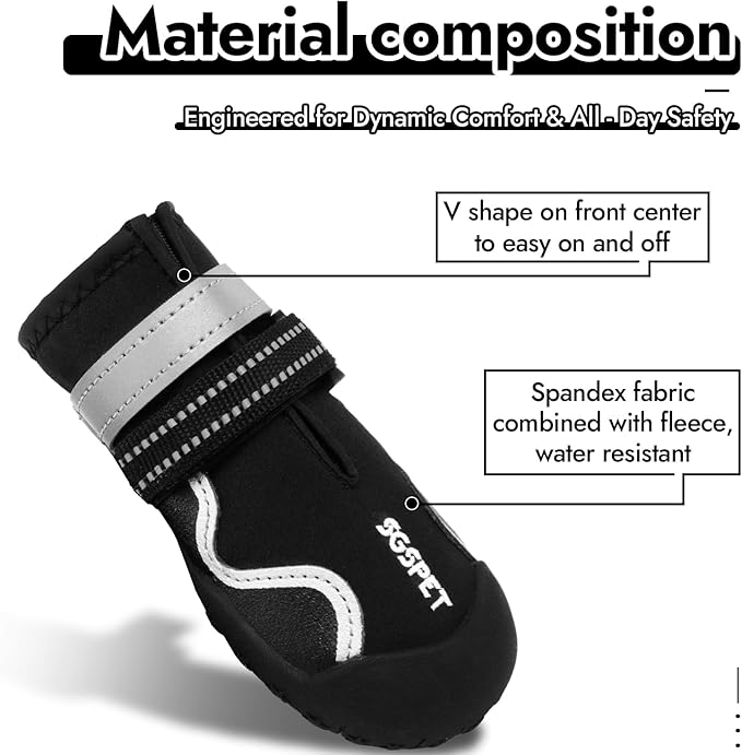 Dog Shoes for Large Dogs, Medium Dog Boots Paw Protectors for Winter Snowy Day, Summer Hot Pavement, Waterproof in Rainy Weather, Outdoor Walking, Indoor Hardfloors Anti Slip Sole (Black5#)