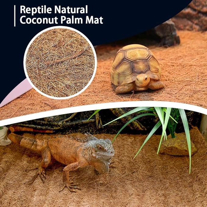 Hamiledyi 35.4×15.7" Reptile Carpet Coconut Fiber Substrate Large Lizard Cage Mat Coco Fiber Liner Snake Bedding Natual Coconut Fiber Carpet for Bearded Dragon Turtles Iguana Tortoises