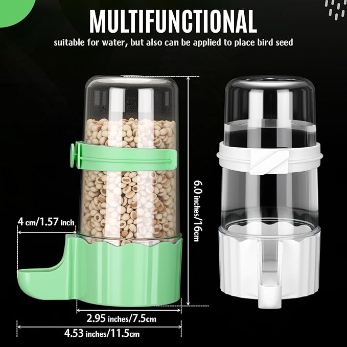 Weewooday 4 Pieces Automatic Bird Feeder Cage Water Dispenser Bird Water Feeder Hamster Cage Waterer Accessory Drinker Bottle for Hamster Parrot (Cute Style,Green, White,245 ml)